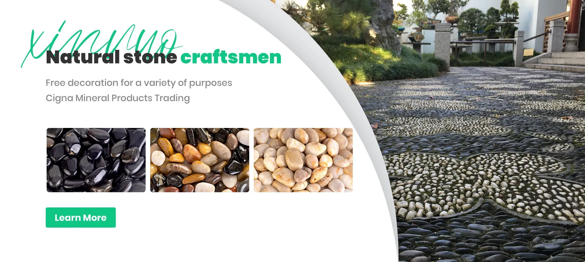 white marble garden stones