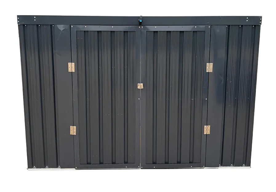 The metal trash shed is for organic waste