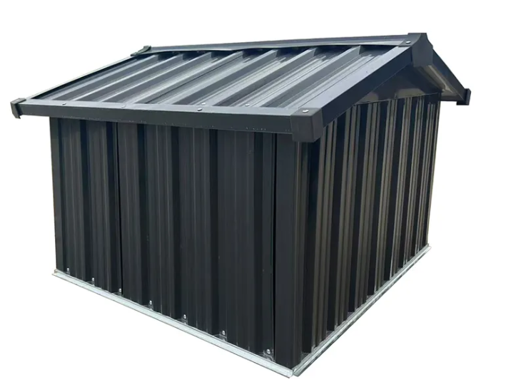 The grey metal shed remained