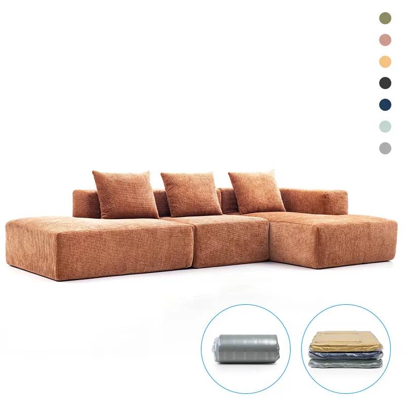 Luxury Compression Packing Home Living Room Furniture Modern Fabric Corner Sectional Sofa