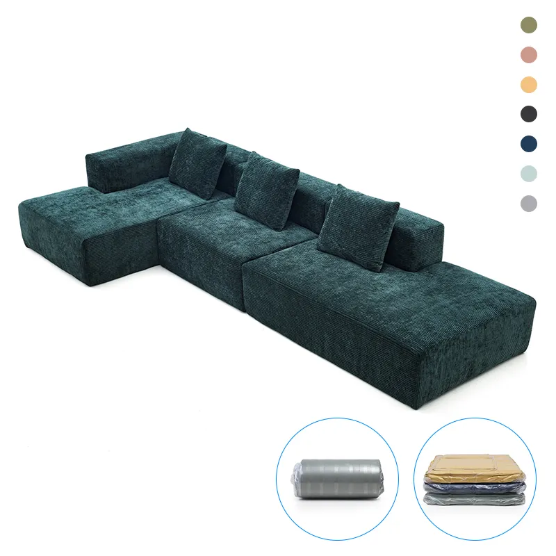 Modern Living Room L Shape Sofa Compressed Furniture Sectional Foam Sofa Compression
