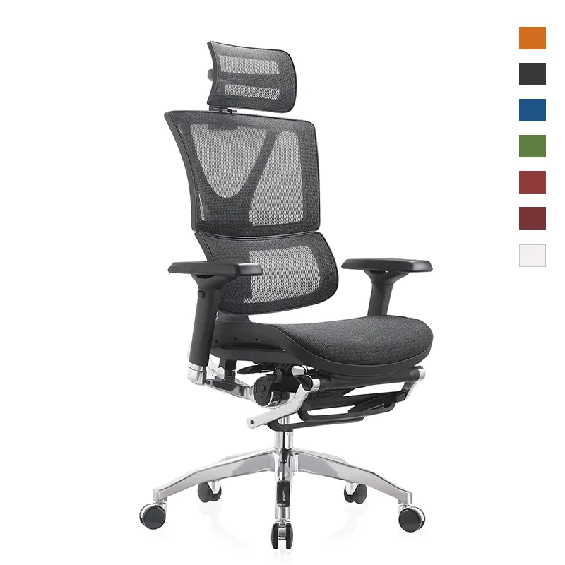 New design mesh home office chair double back lumbar support executive ergonomic office chair with footrest footring