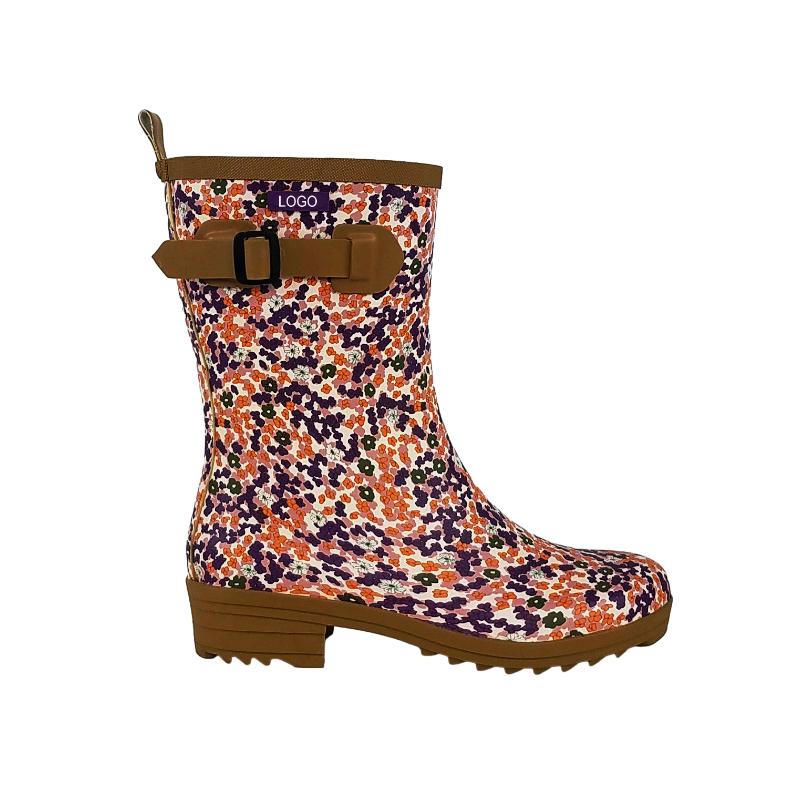 Fashion Ladies Mid Rubber Rain boots LW011C-3