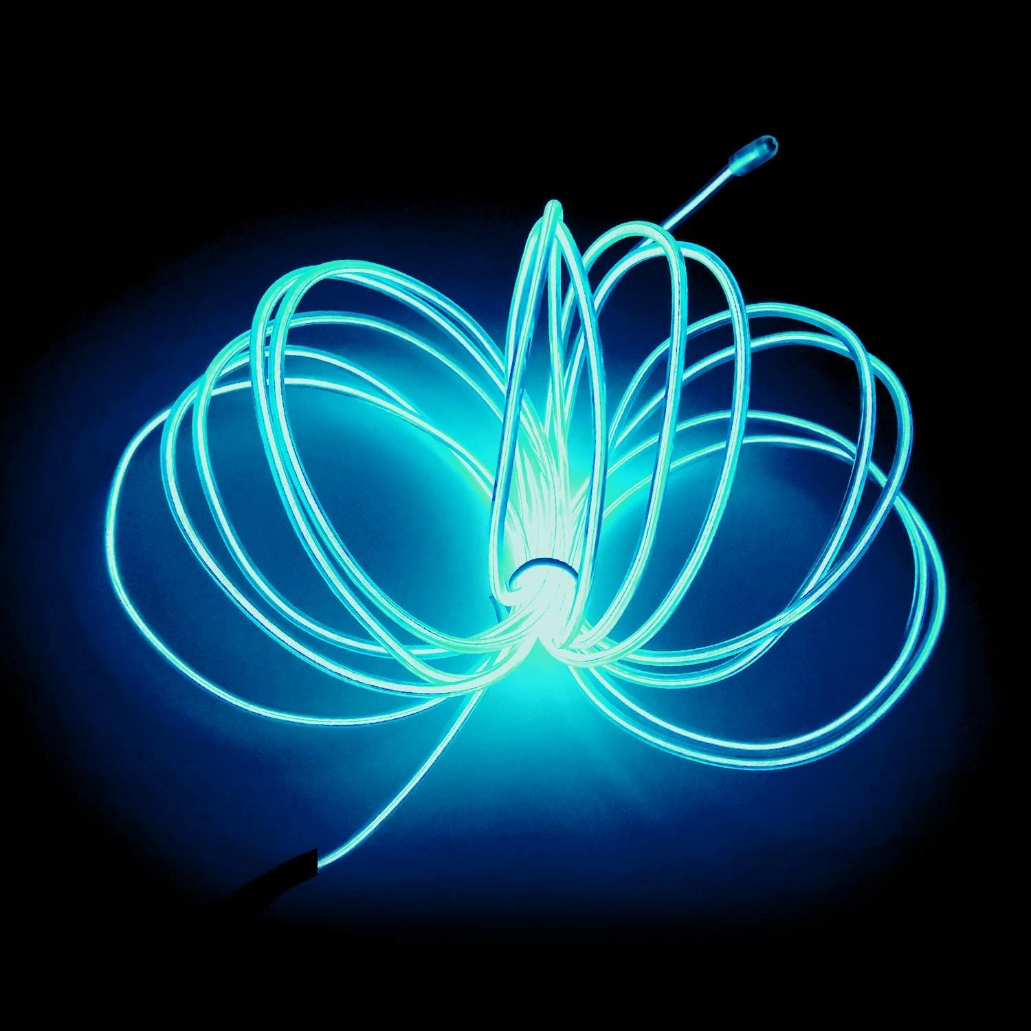 Wire Ice Blue, 16.4ft/5m Portable Battery Pack Neon Light Strip 360° Cuttable Glowing Rope Lights for Parties, Halloween, DIY Decoration