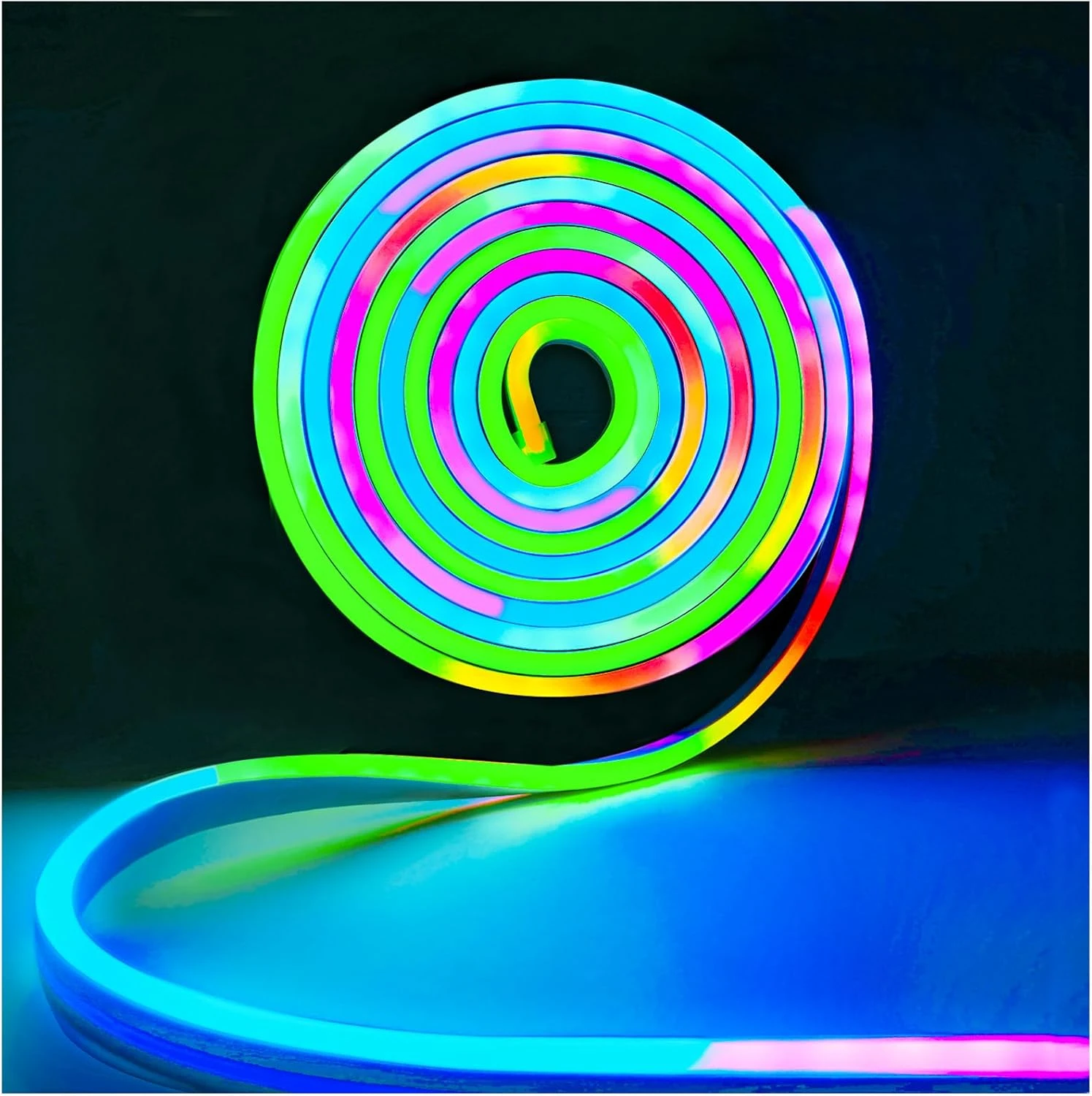 12V Neon LED Strip, RGB Pixel Strip, 6.56ft Flexible IP65 Waterproof Tape, Full Colour, Individually Addressable Smart Light Strips