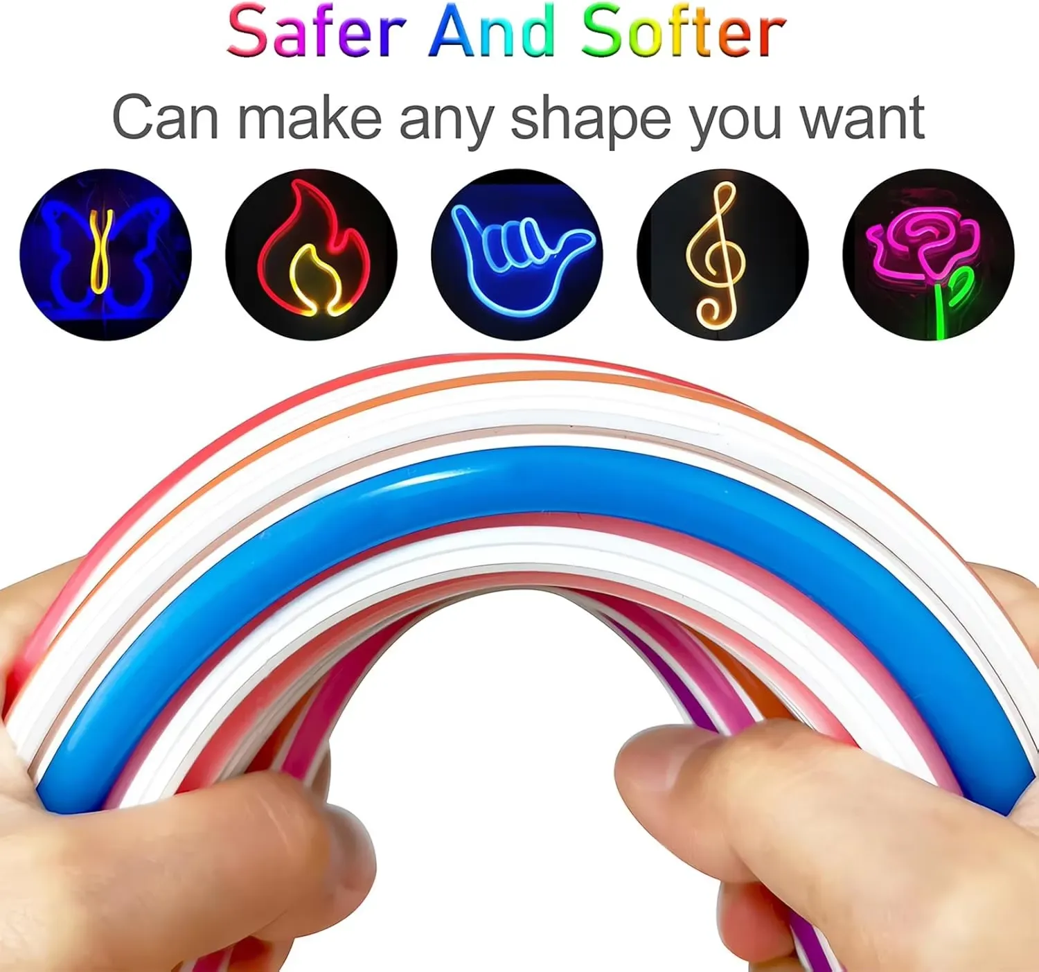 LED Strip Lights Daylight White 6000K,32.8ft 24V Neon Rope Lights,Flexible Silicone Outdoor Waterproof Neon Strip Lights