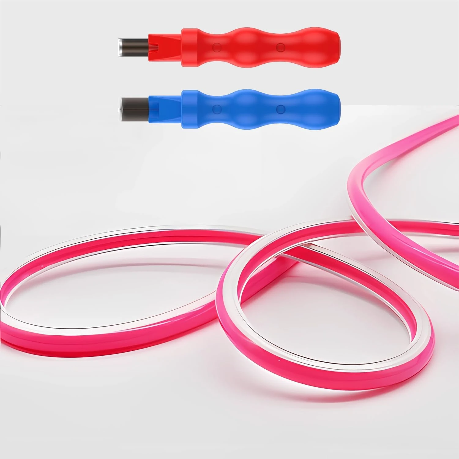 Separated Neon Flexible LED Light Strip Cover, 16.4ft 8mm Wear Free DIY Bendable Silicone Diffuser Cover with 2 Pcs Neon Light Cutter, RGB Neon Strip for Bar Car Outdoor Home DIY Decor