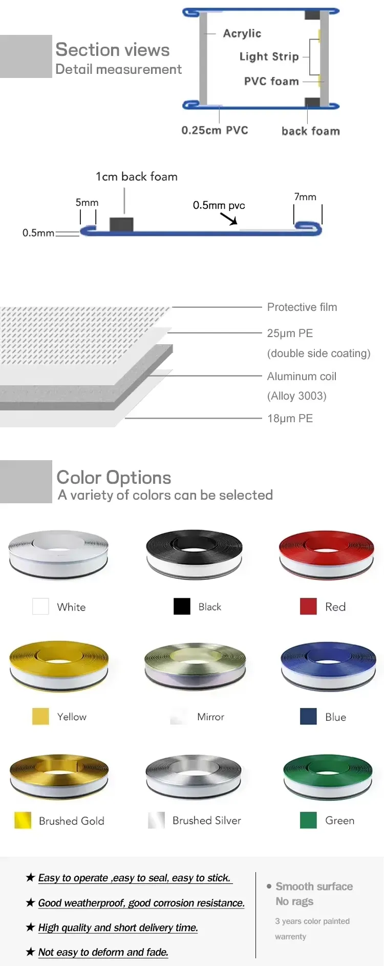 Aluminum Edge Strip Without Borders Are Used for Billboard Signage Lightweight & Weatherproof Custom Sizes