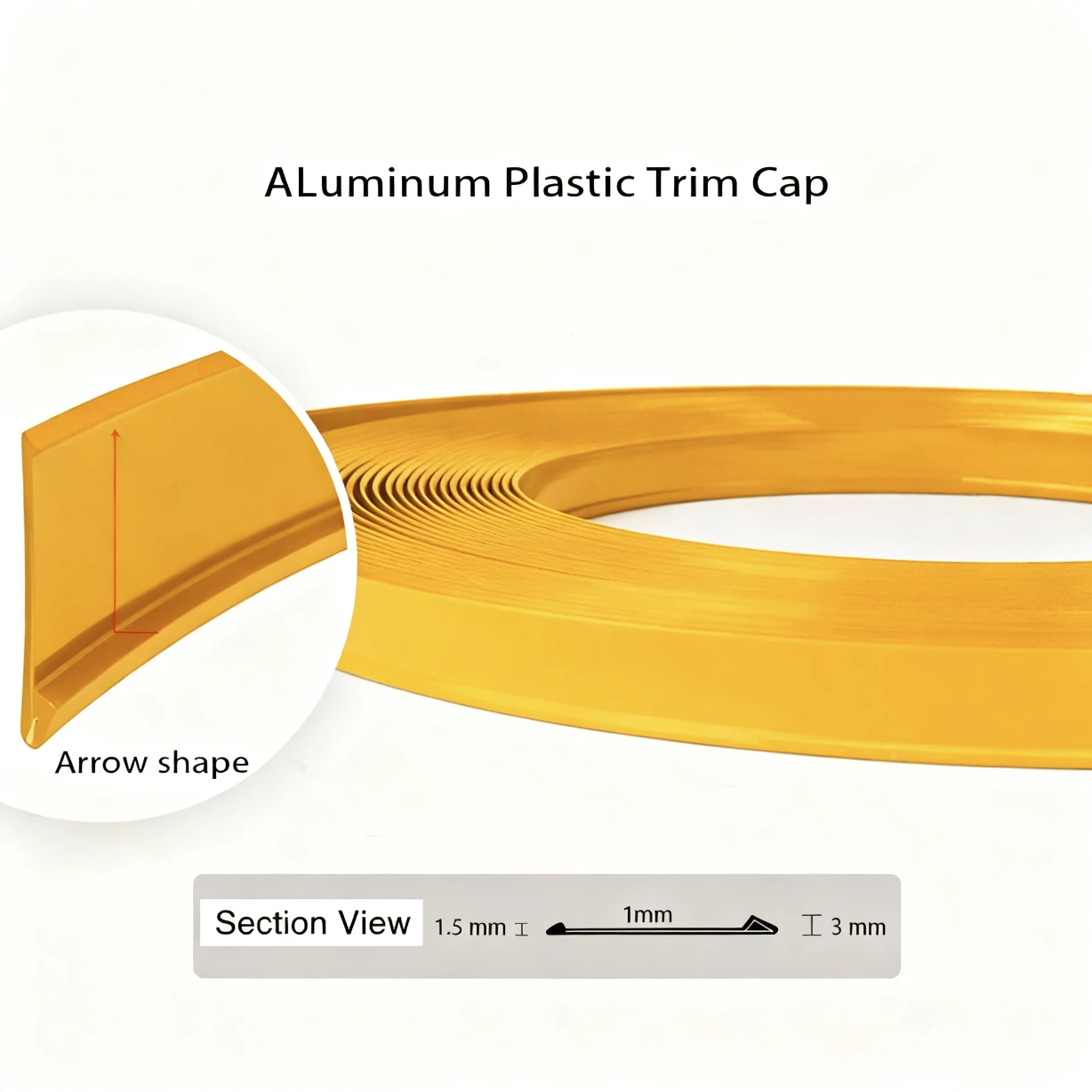 Yellow Aluminum Trim Cap Channel Letter Sign Plastic Arrow Shape Coil Bending & Cutting Processing Service Advertising