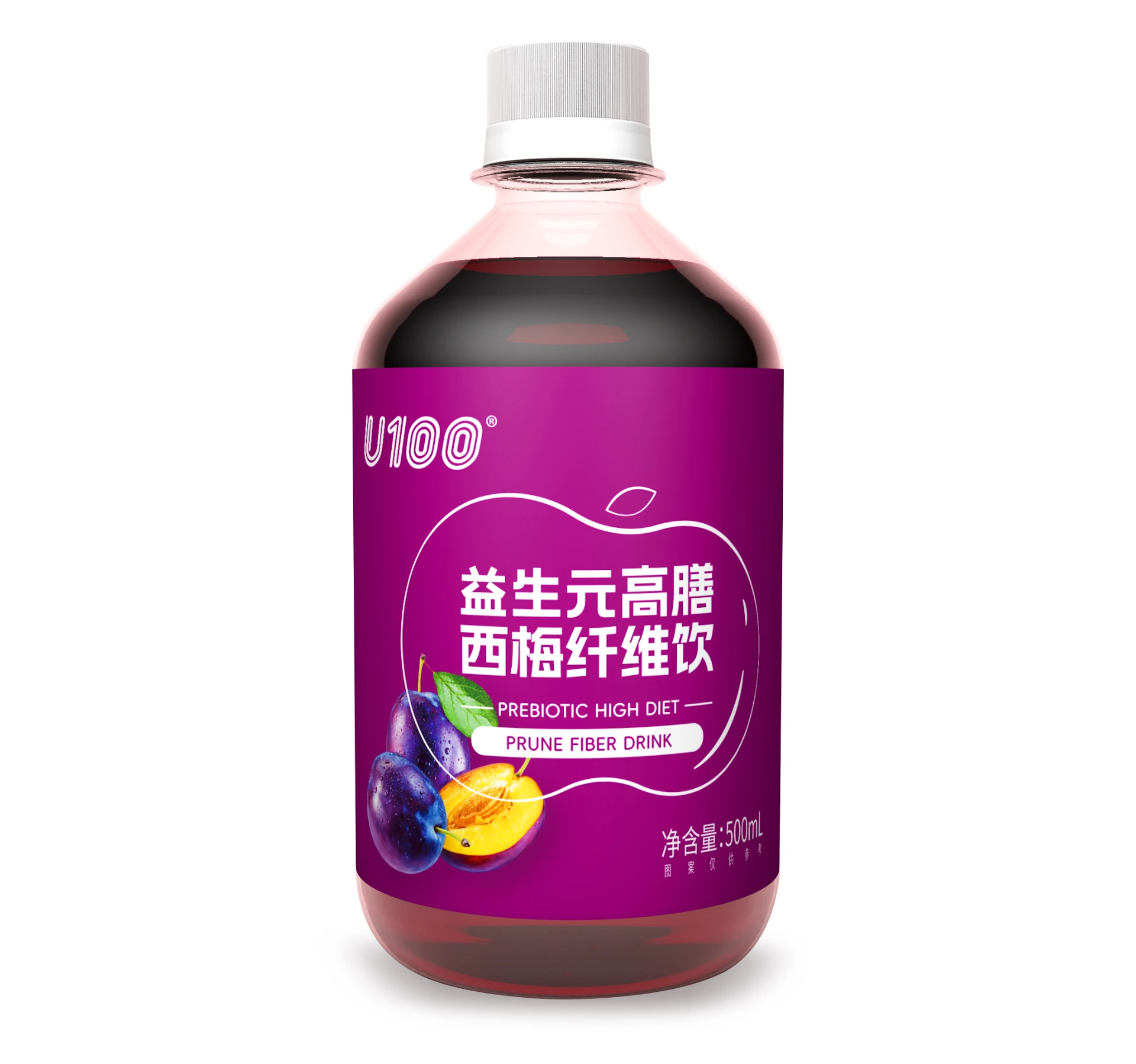 U100 Prune Fiber Fruit Drink Prebiotic high diet juice(Condensed version) 500ml