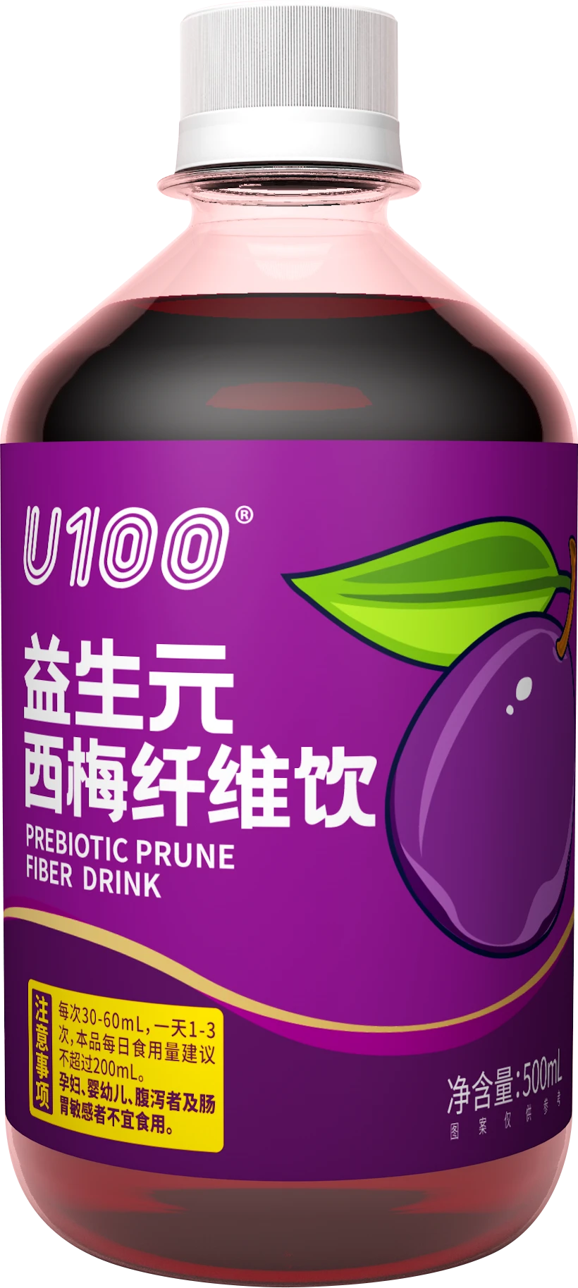 U100 Prebiotic Prune Fiber Fruit Drink 500ml