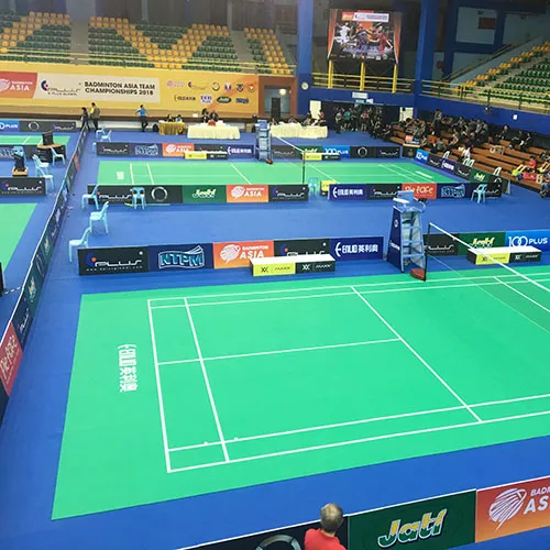 Enlio Crystal Sand Surface Badminton Mat is special for badminton competition. It is widely used in various professional badminton competitions and approved by BWF.