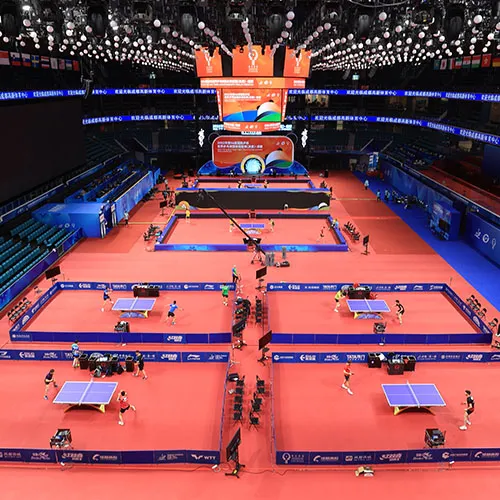 Outstanding table tennis sports flooring, premier flooring for training. Popular choice in the field of Domestic and foreign high-end large-scale table tennis stadiums and large-scale international table tennis venues, ITTF Approval