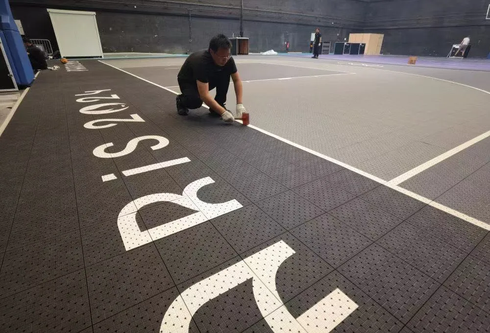 Enlio as Paris Olympic table tennis court floor , 3X3 basketball court floor supplier