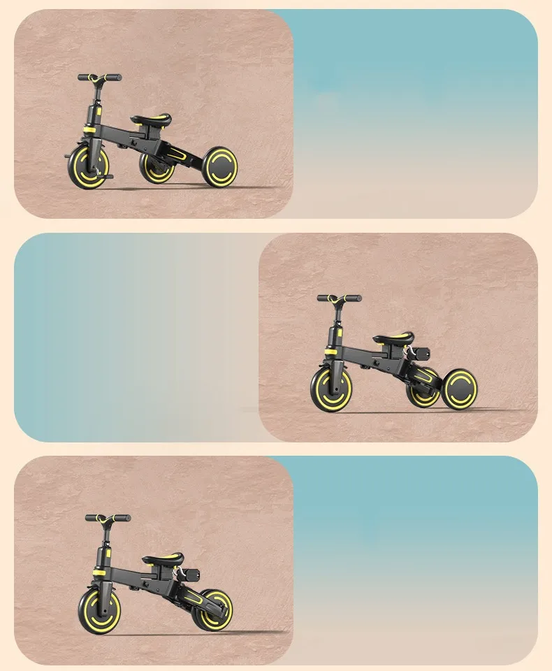 Children's Tricycle with Enlarged Seat and Sunshade, Walking Cart with Storage Basket for Pushing Baby Tricycle