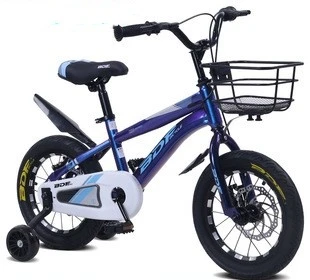 High Quality Children's Bicycle with Auxiliary Wheels Four-wheel Belt with Basket Pedal Kids Bicycle