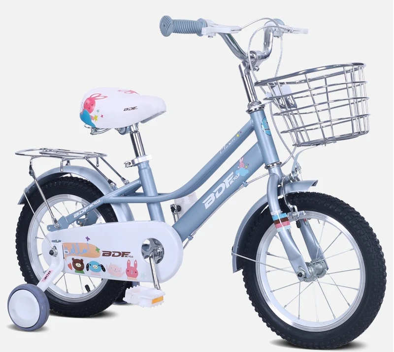 Children's four wheeled bicycle with auxiliary wheels and rear seat frame pink children's pedal bicycle