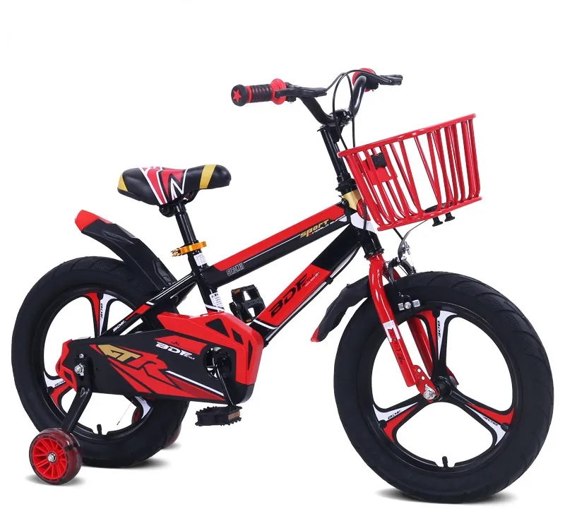 Cute Kids 4-Wheel Bike: 12-16 Inch Integrated & Flash Assist Wheels