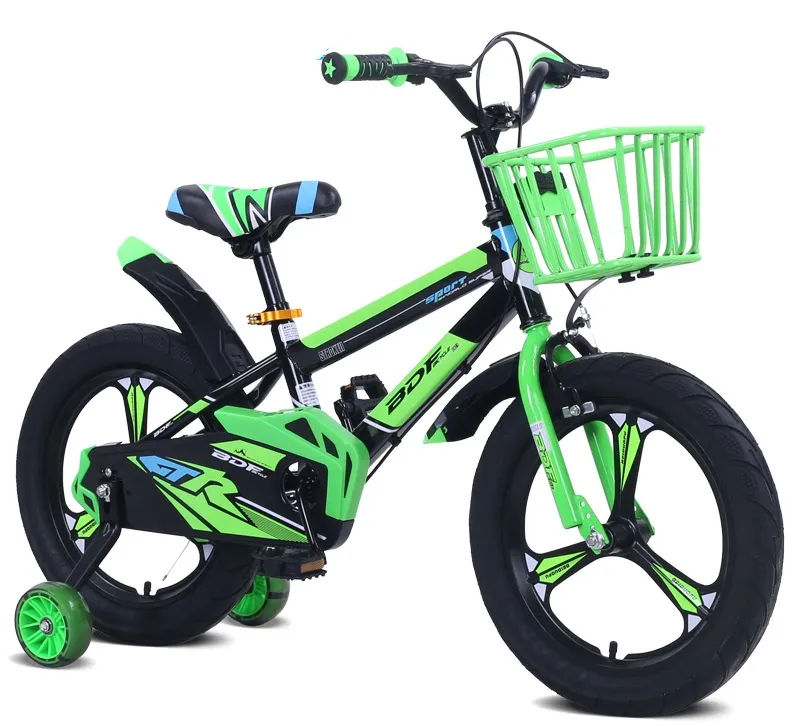 Cute Kids 4-Wheel Bike: 12-16 Inch Integrated & Flash Assist Wheels
