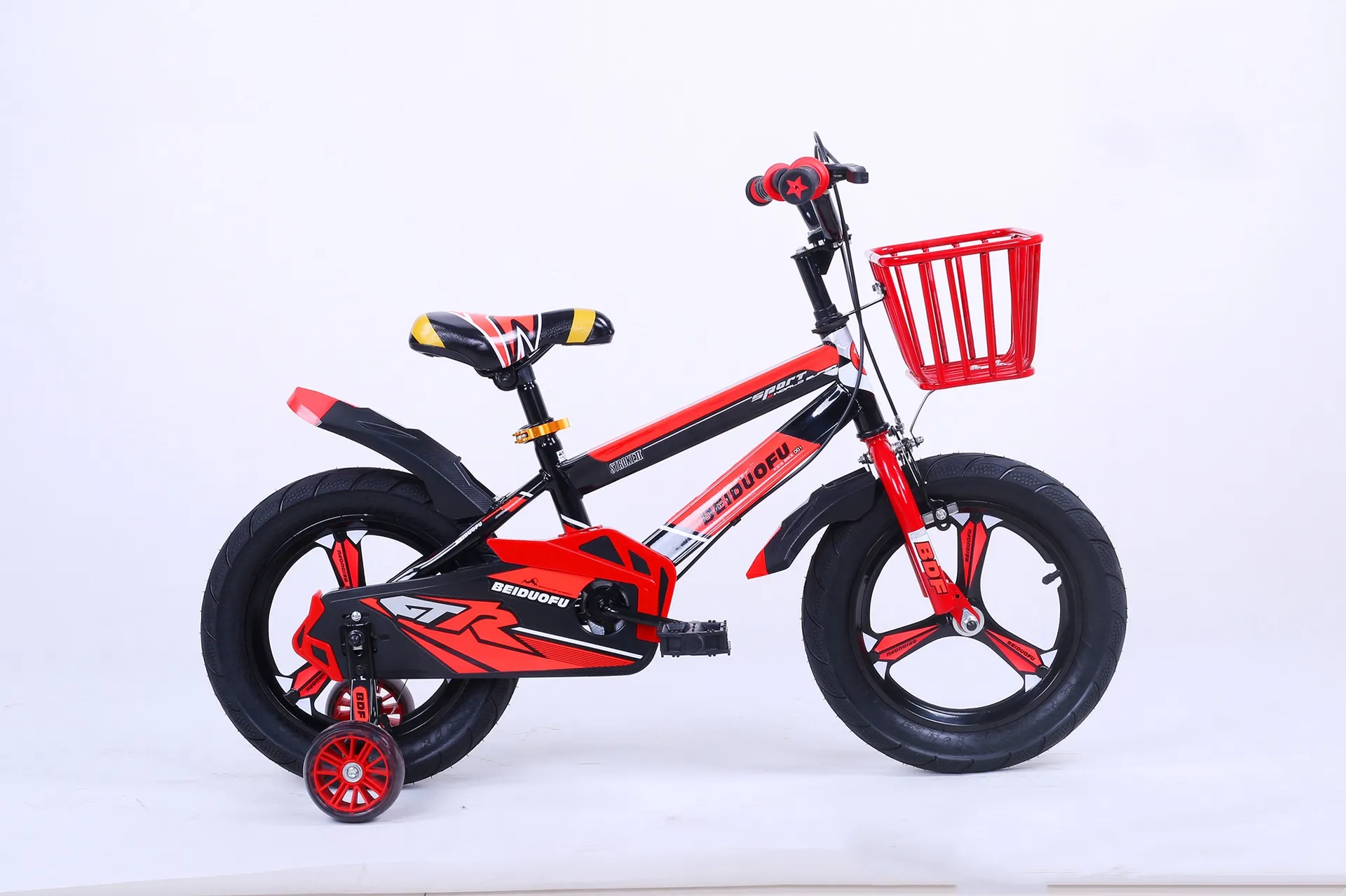 Cute Kids Bike Four Wheels Integrated Wheel 12/14/16 Inch Widening the Flash Assist Wheel Children Ridding Bicycle