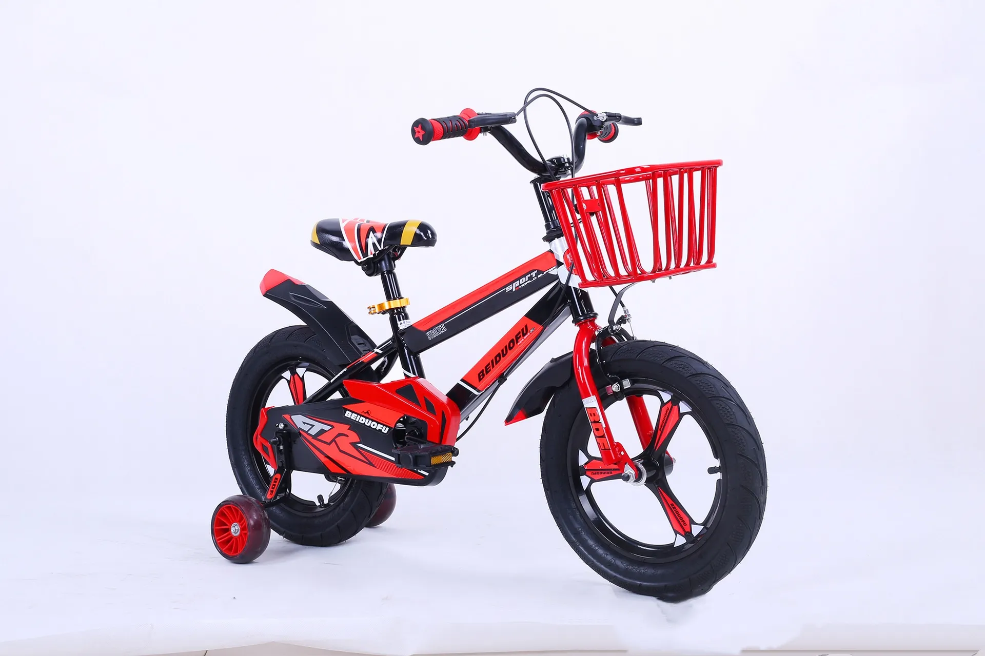 Cute Kids Bike Four Wheels Integrated Wheel 12/14/16 Inch Widening the Flash Assist Wheel Children Ridding Bicycle