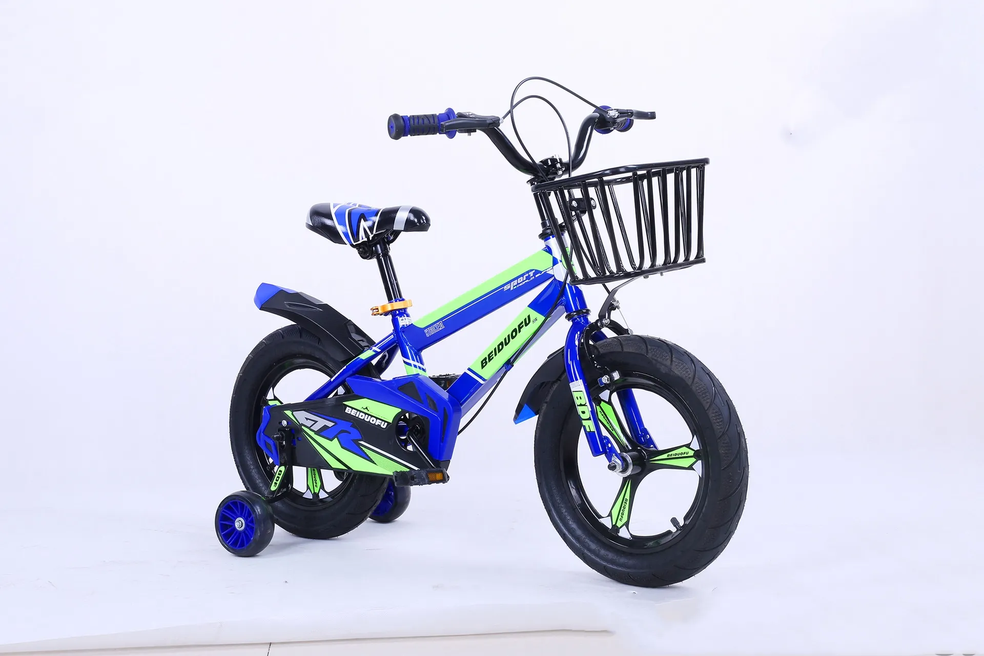 Cute Kids Bike Four Wheels Integrated Wheel 12/14/16 Inch Widening the Flash Assist Wheel Children Ridding Bicycle