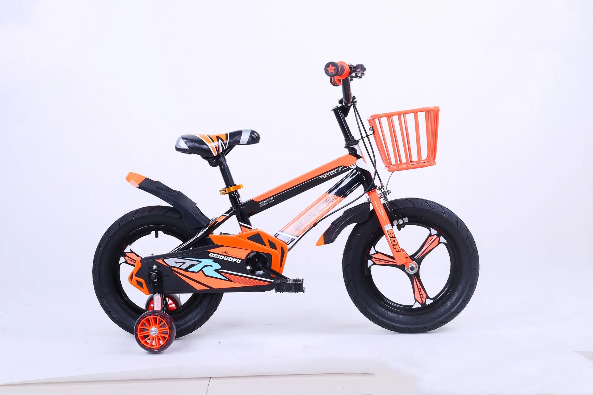 Cute Kids Bike Four Wheels Integrated Wheel 12/14/16 Inch Widening the Flash Assist Wheel Children Ridding Bicycle