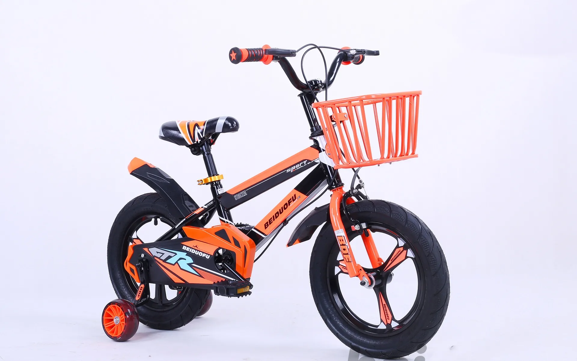 Cute Kids Bike Four Wheels Integrated Wheel 12/14/16 Inch Widening the Flash Assist Wheel Children Ridding Bicycle