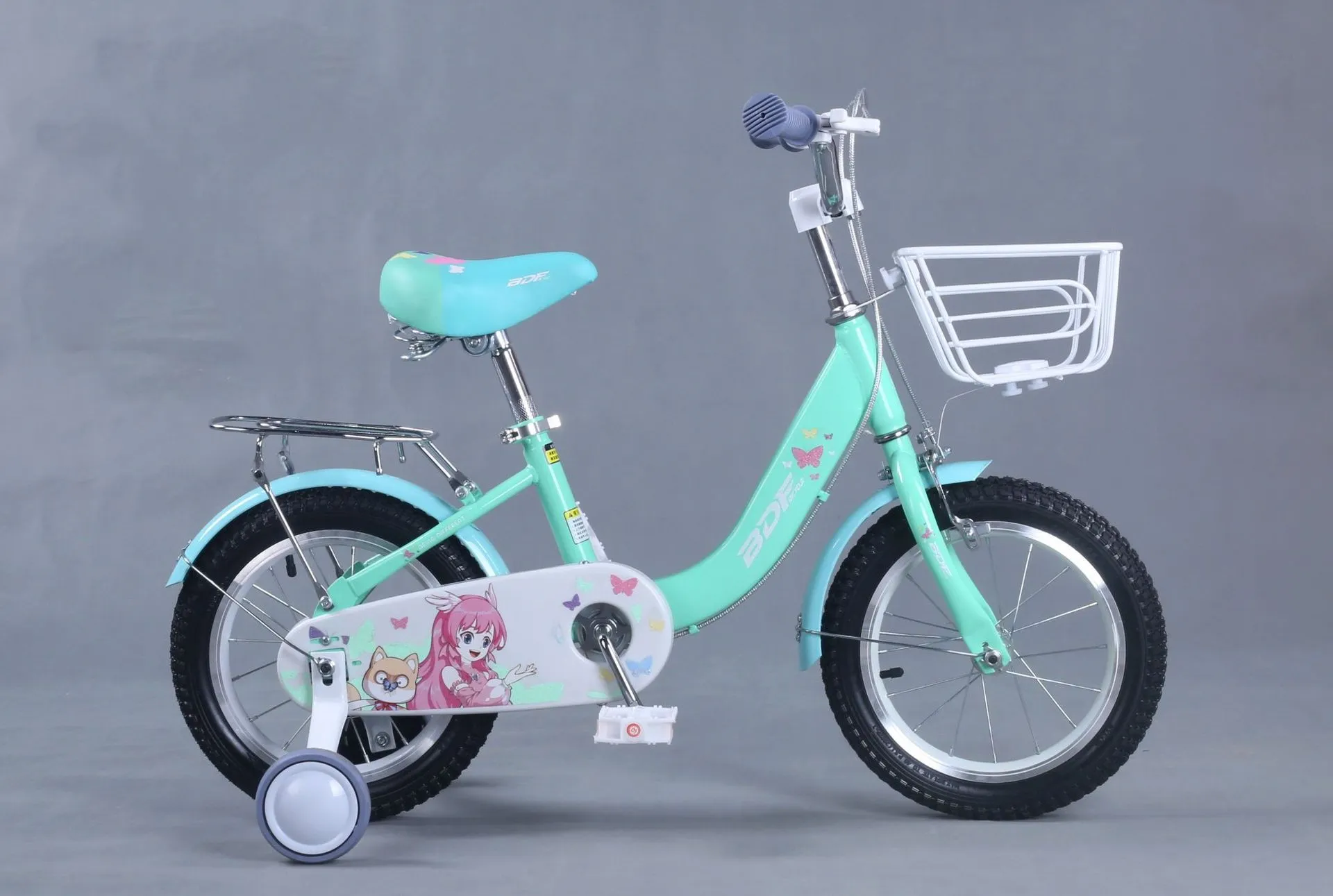 Children's Four Wheeled Bicycle with Auxiliary Wheels and Rear Seat Frame pink Children's Pedal Bicycle