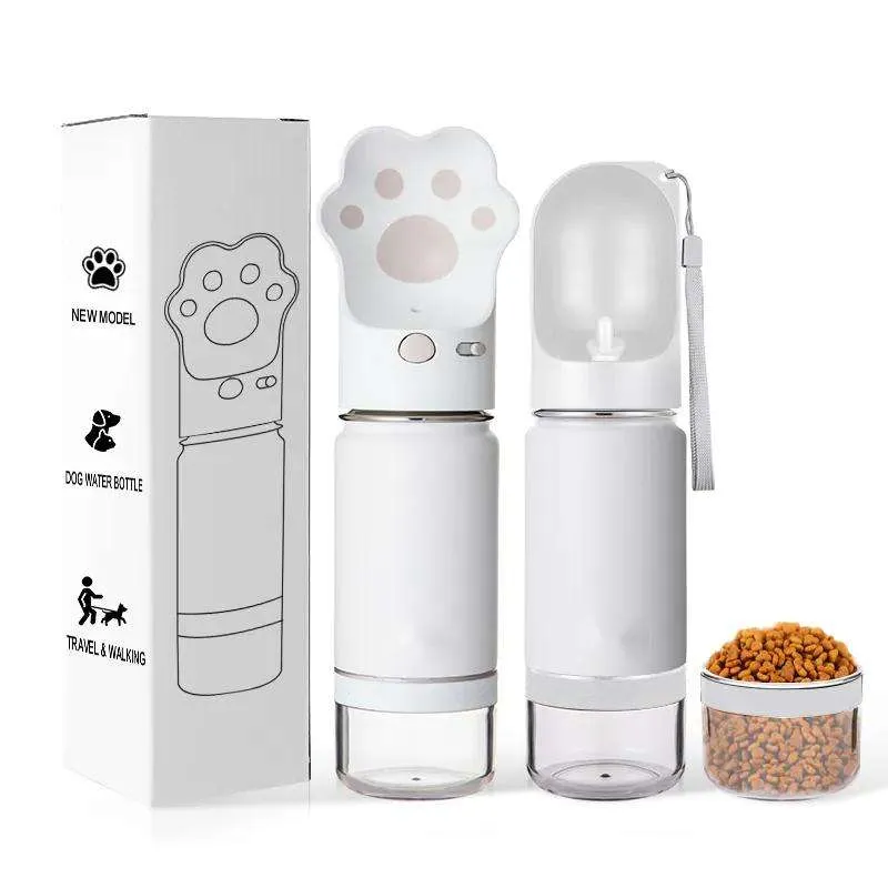 New Design Mini Portable 14oz Stainless Steel Dog Water Bottle for Travel Walking Pet Drinking Feeder with Plastic Material