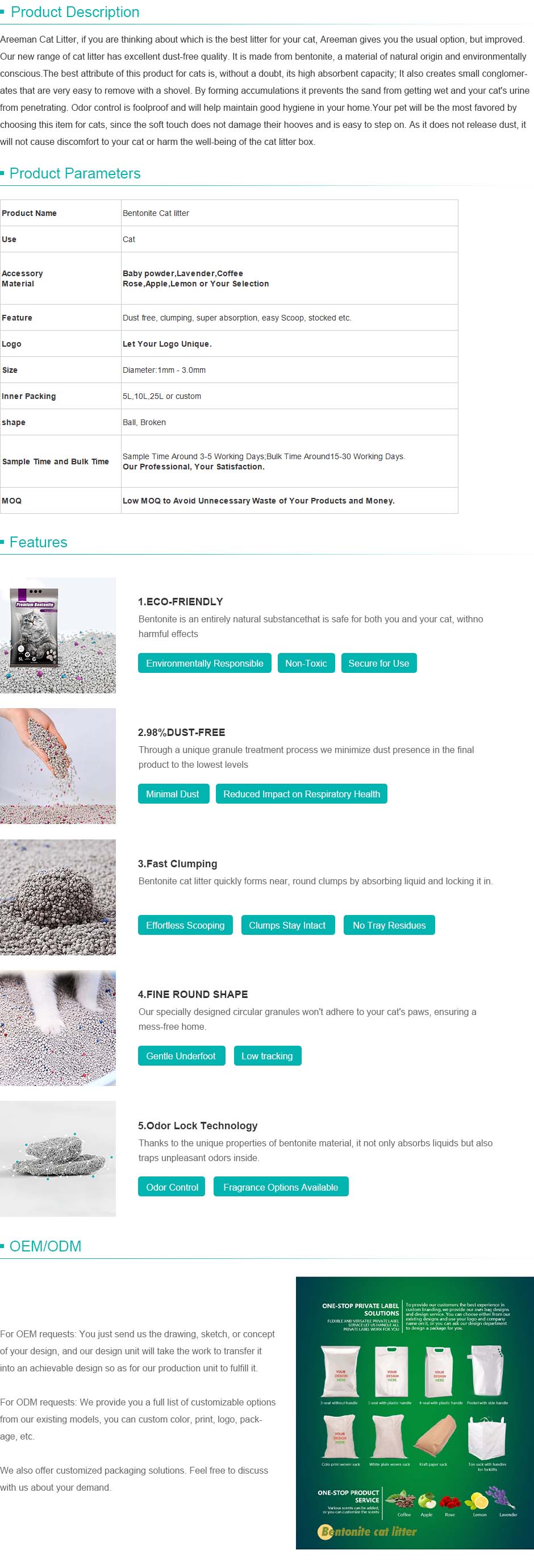 High-Quality Bentonite Cat Litter for Optimal Odor Control and Absorbency