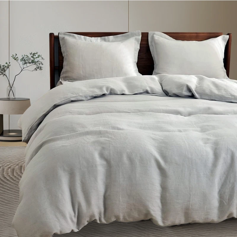 100% Linen 3 PCS Natural French Flax Duvet Cover Set