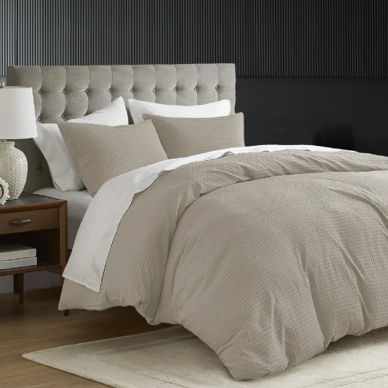 Waffle Weave Textured Duvet Cover Set