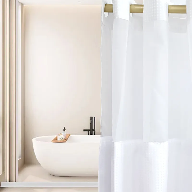 Custom Hotel Waffle Shower Curtain For Bathroom