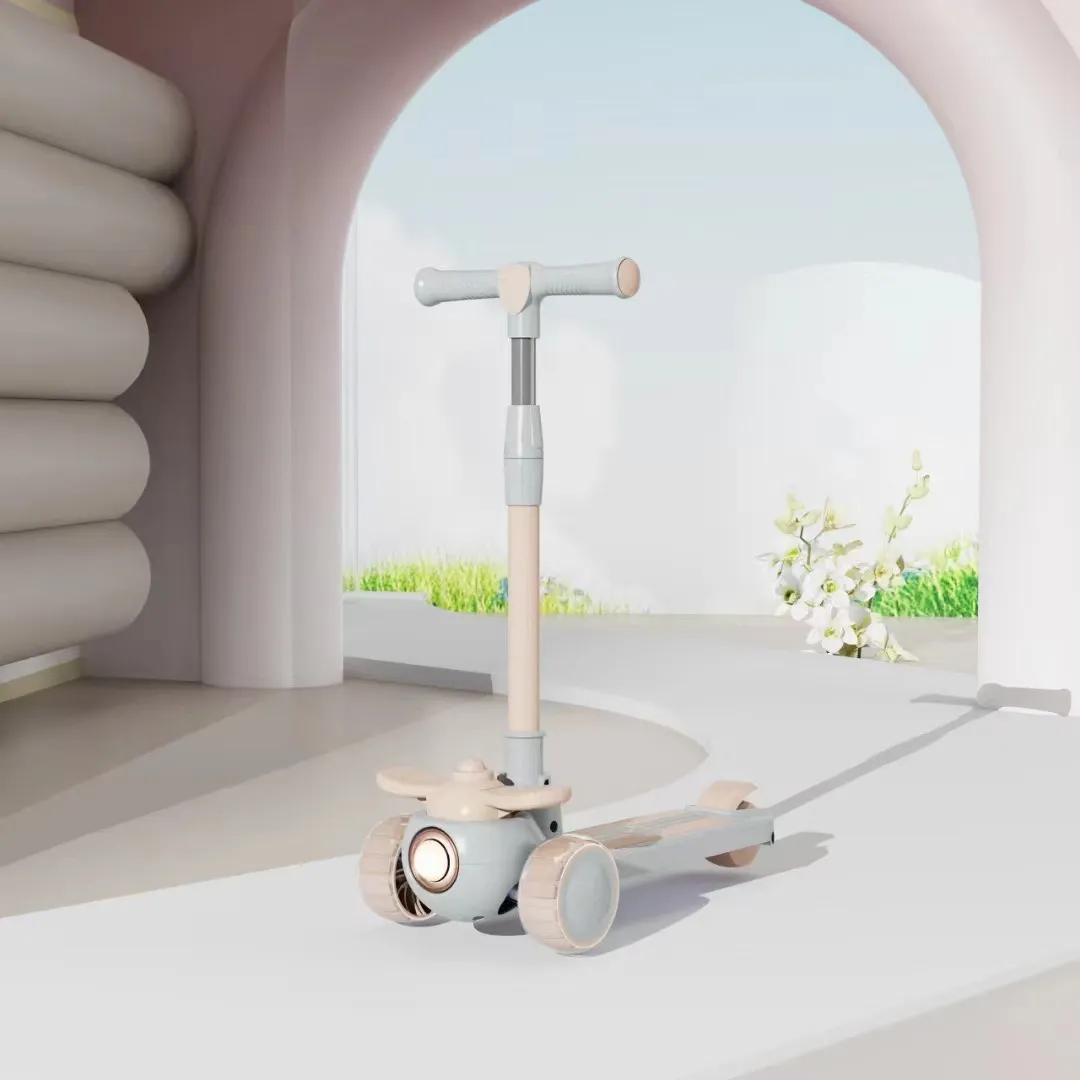 Kids Scooter with Light-Up Wheels Wide Deck 3 Adjustable Height