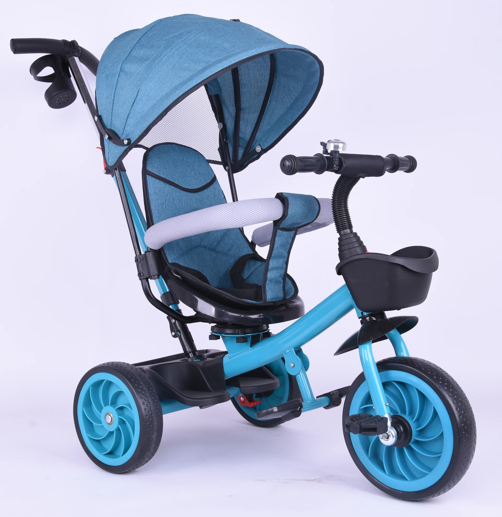 China 4 in 1 Kids Tricycle Toddler with Adjustable Seat Child 3 Wheel Bike Stroller Ride On Baby Trike with Canopy Shade