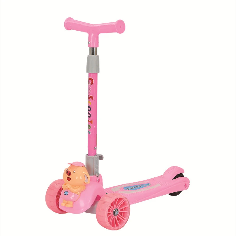 Factory Direct PU Flash Wheel Cartoon Kids Pedal Scooter Kick Foldable Scooter