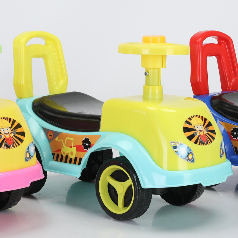 Kids Push Car, Ride-On & Baby Swing Car w/ Light & Music