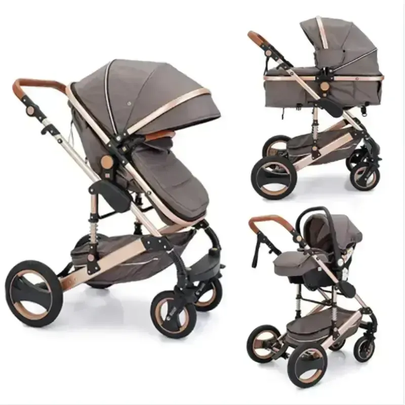 Baby Stroller Manufacturers Wholesale Custom Baby Carriage High Carbon Steel Frame 3 in 1 with Car Seat