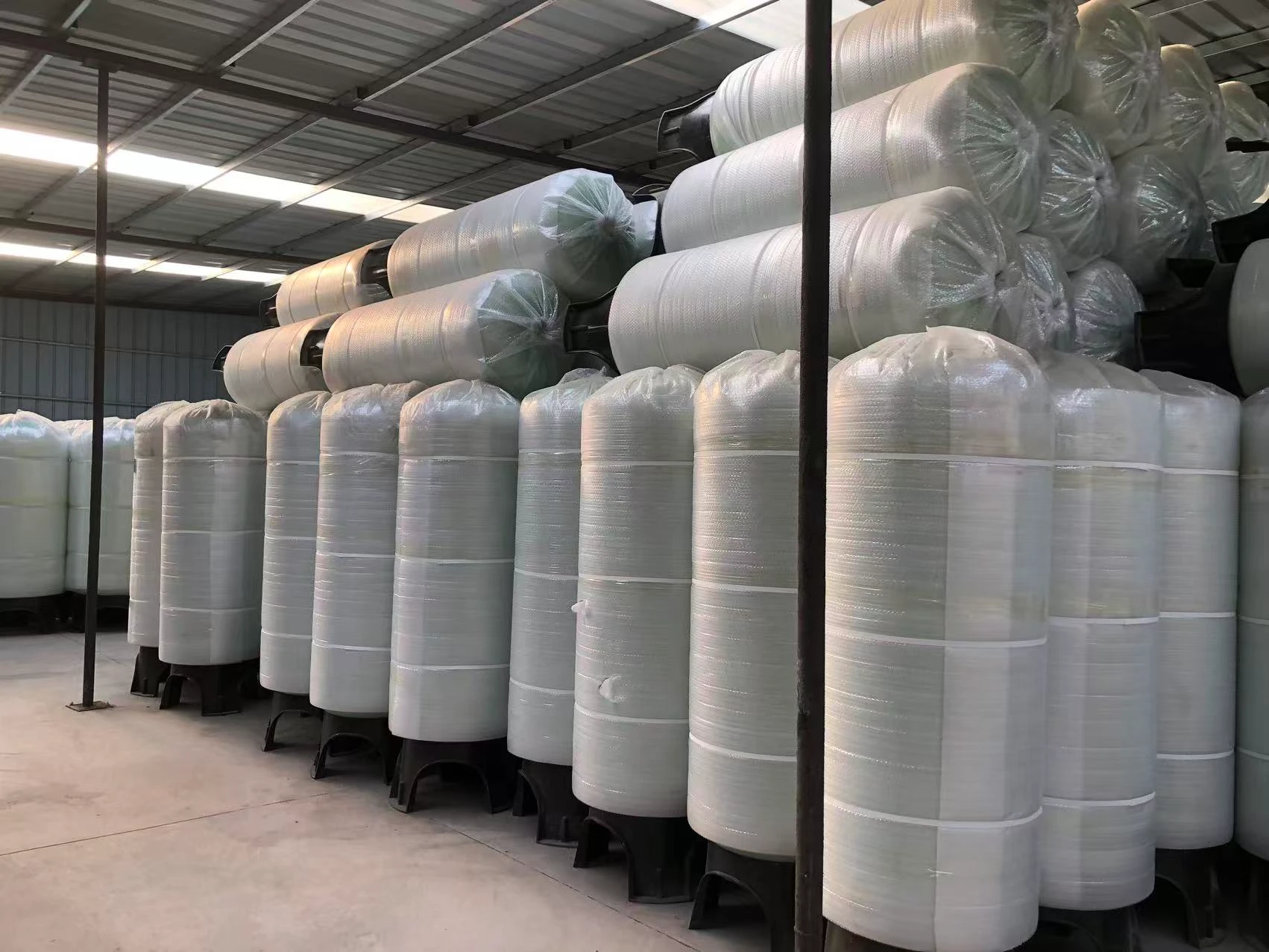 Batch of Fiberglass Reinforced Pressure Tanks Prepared for Delivery
