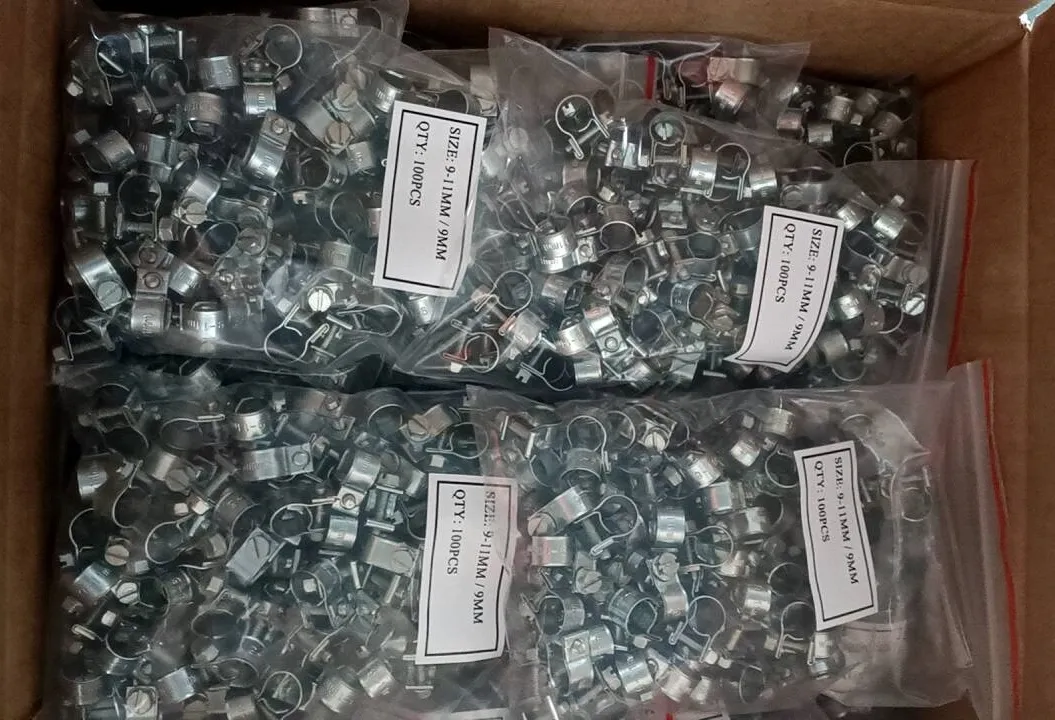 What are the sizes of DINSEN hose clamp packaging?