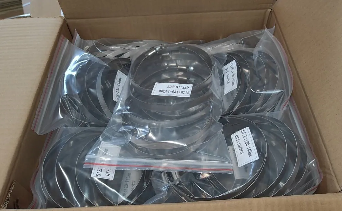 What are the sizes of DINSEN hose clamp packaging?
