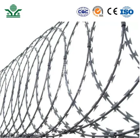 Coiled Razor Wire China Factory 10 - 12 M Length Razor Barbed Wire Used for High Security Warehouse Fence
