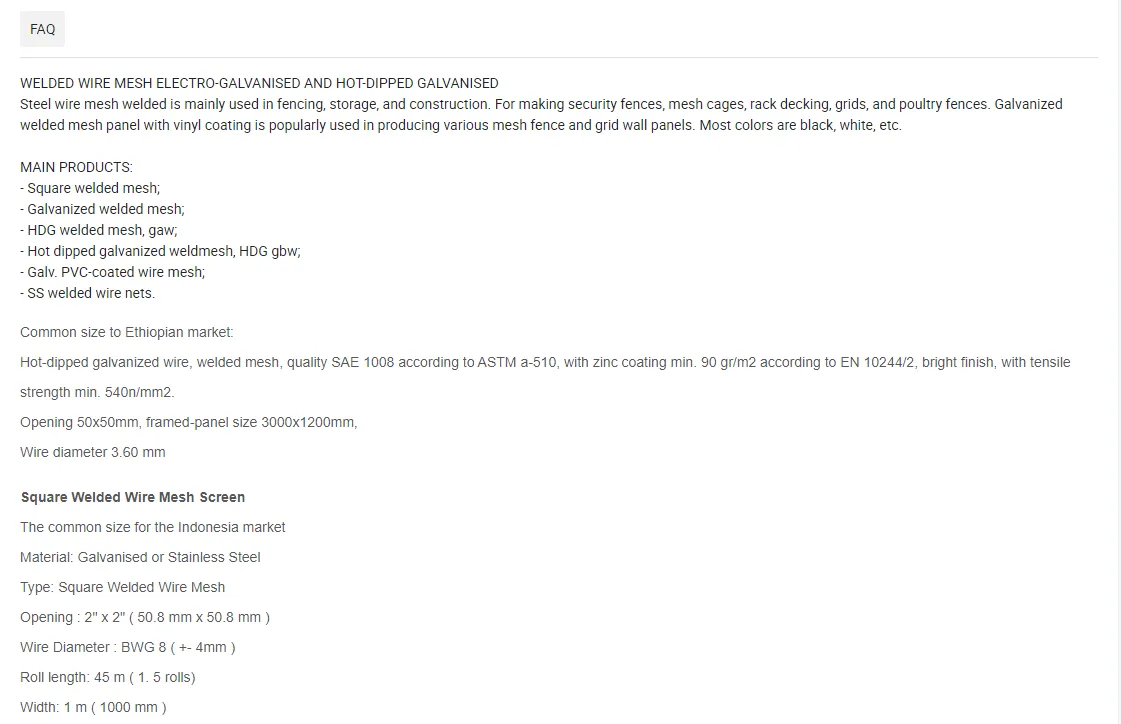 3X3 Galvanized Cattle Welded Wire Mesh Panel Stainless Steel Wire Material Brc Welded Wire Mesh