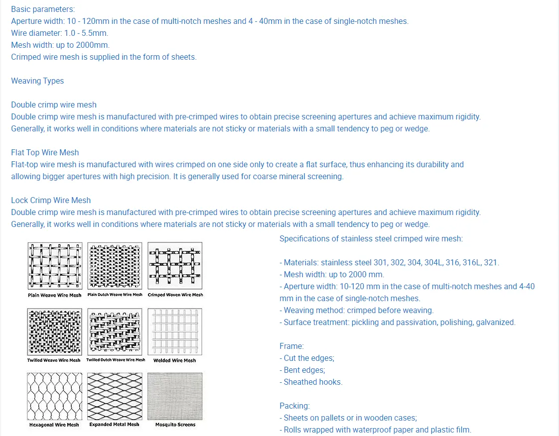 Vibrating Stones Vibrating Crimped Woven Wire Mesh China Manufacturing 22 Gauge 19 Gauge 6 Gauge Coal Crimped Wire Mesh