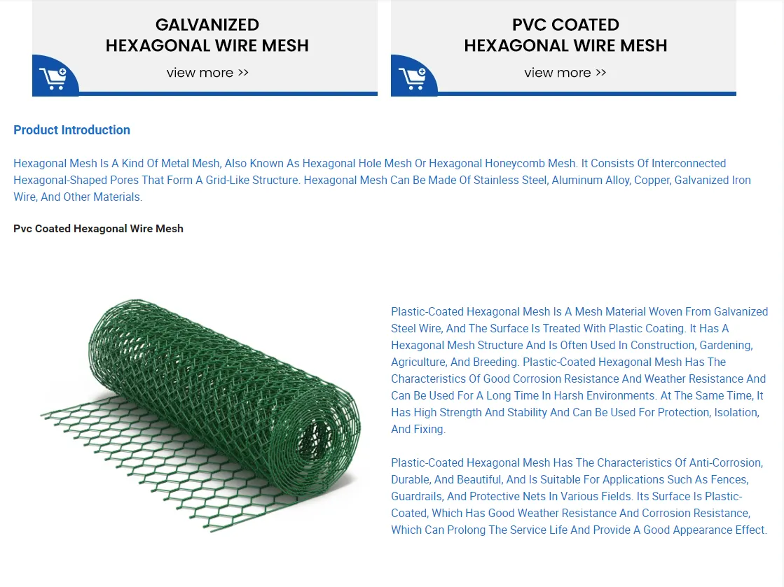 Zhongtai Hex Wire Mesh China Wholesalers 17 16 15 14 Bwg 13mm Chicken Wire Mesh