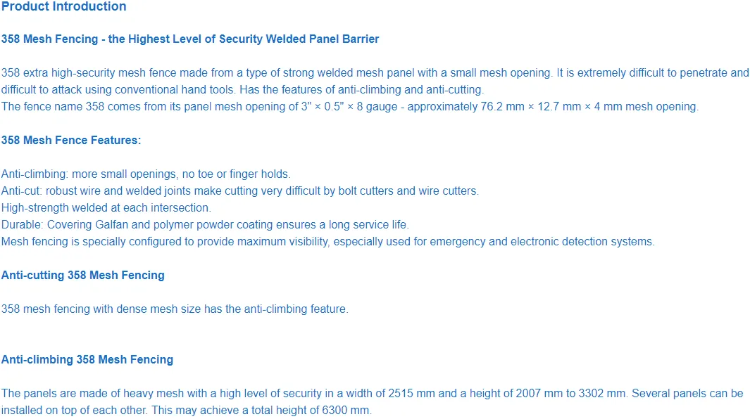 Zhongtai High Security PVC Coated Anti-Climb 358 Steel Wire Mesh Fence for Airport