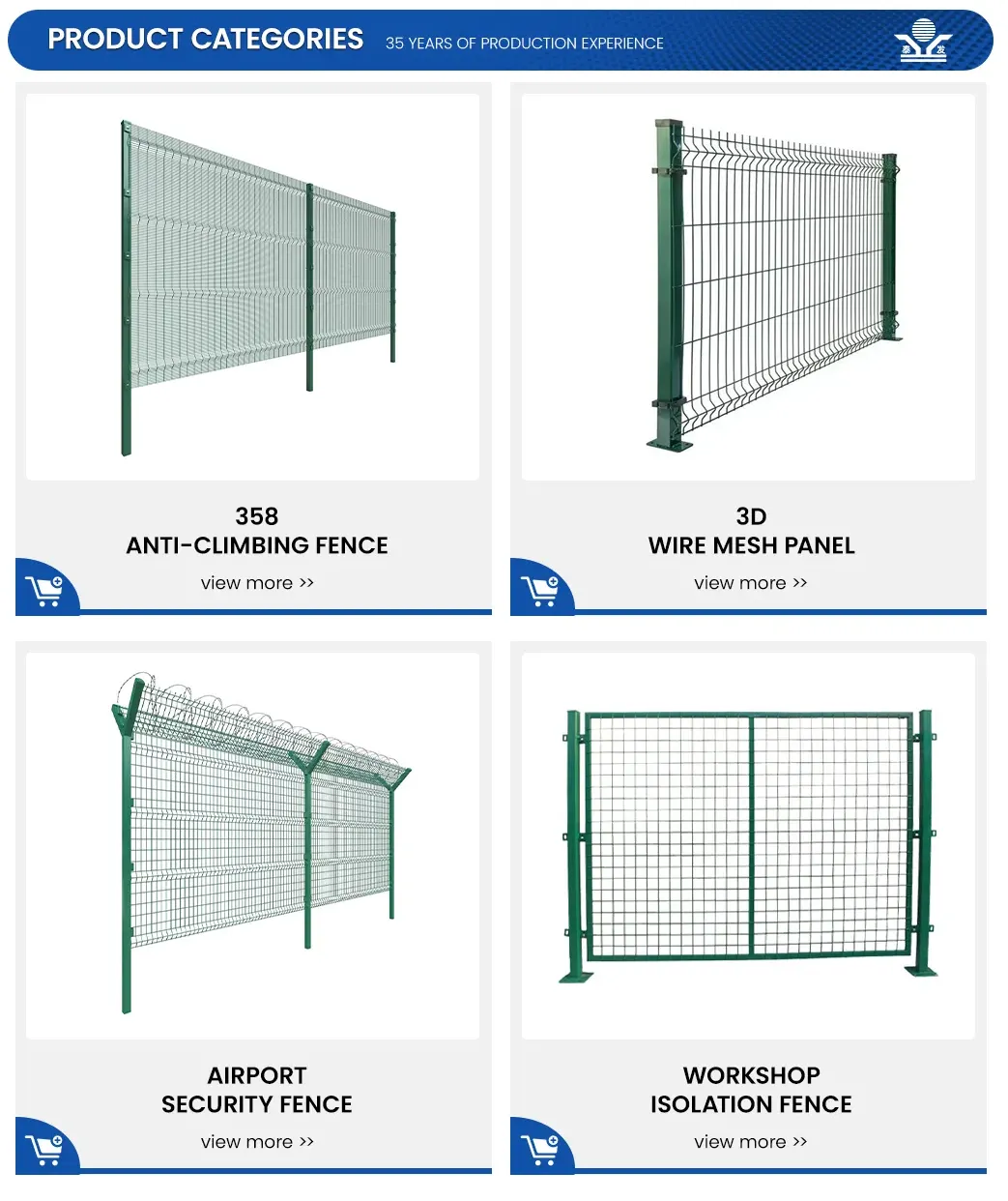 Zhongtai High Security Galavnized /PVC Coated 358 Wire Mesh Fence