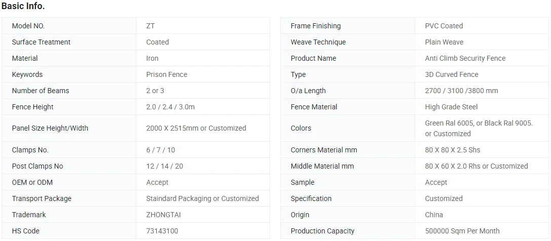 Zhongtai PVC Coated 3D Bending Curved Garden Welded Wire Mesh Panel Fencing