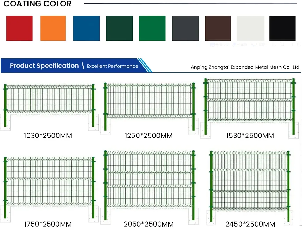 Zhongtai Security PVC Coated Durable 3D Welded Wire Mesh Fencing for Traffic